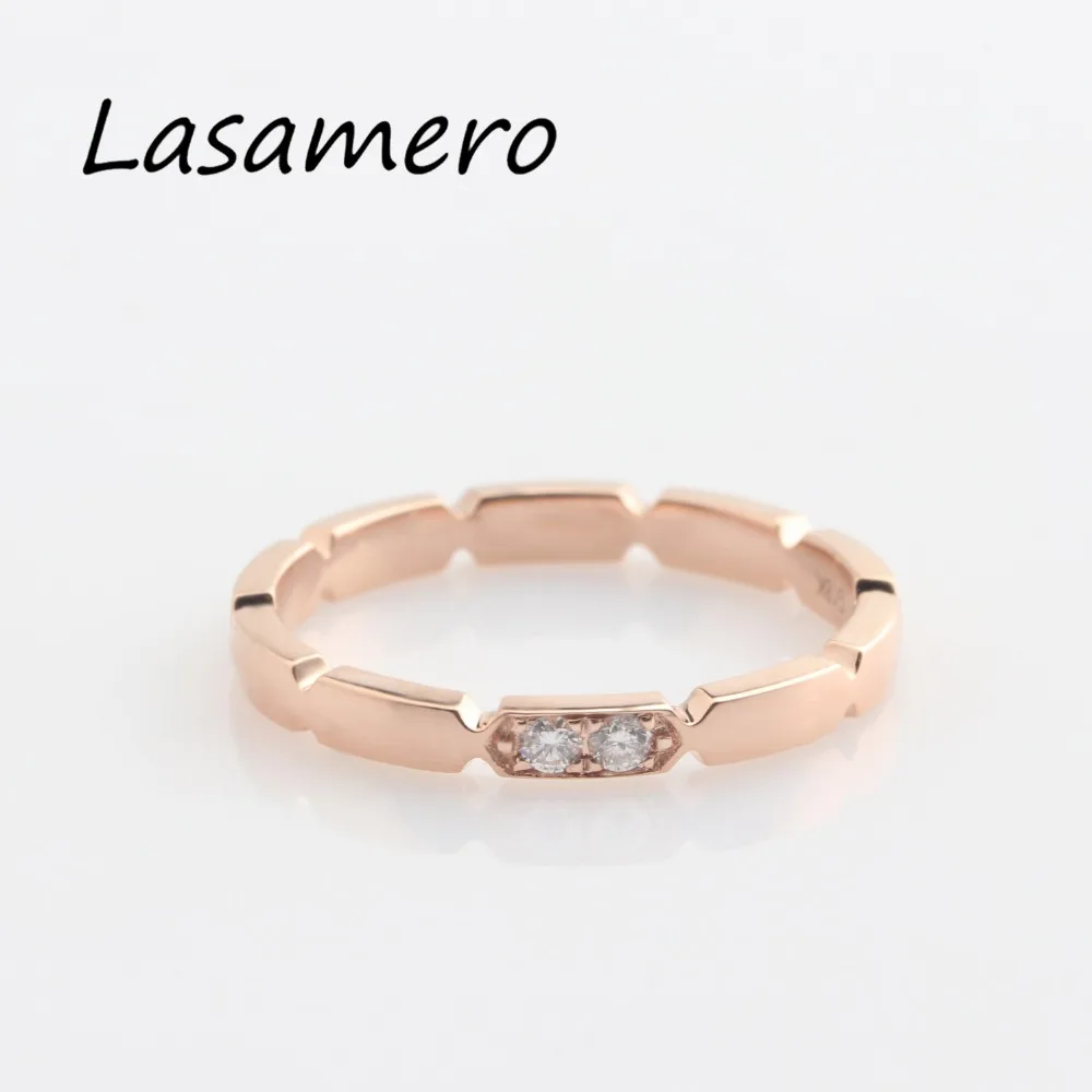 Женское кольцо с натуральным бриллиантом LASAMERO однотонное из розового золота 18 К