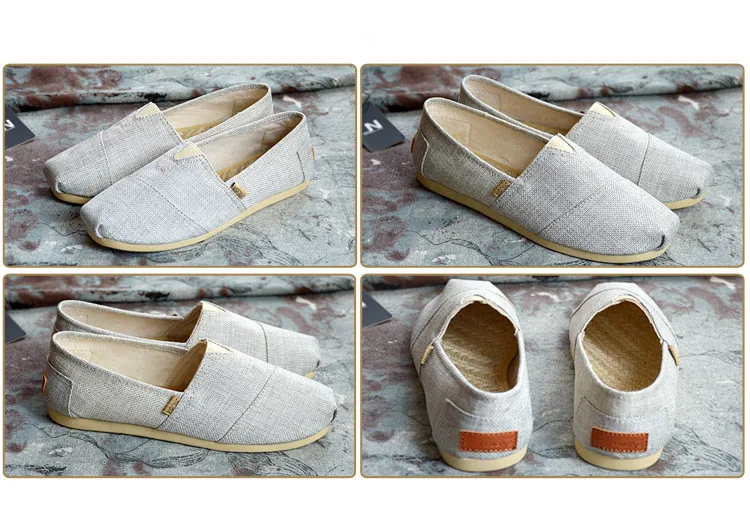 Summer Linen Shoes Men's Low-Top Canvas Shoes Breathable a Pedal Lazy Espadrilles Shoes Retro Flat Fisherman Shoes Men tm0064