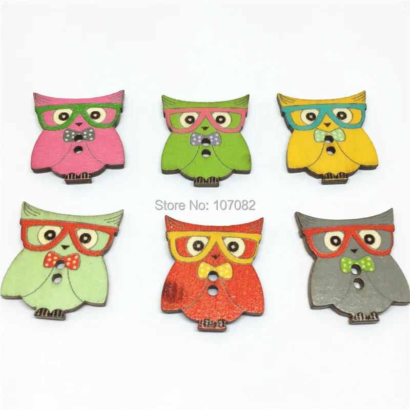 

1000pcs 23x26mm Mixed Glass Owls Shaped Natural Buttons Sewing Accessories Embellishments Cartoon Button For Scrapbooking
