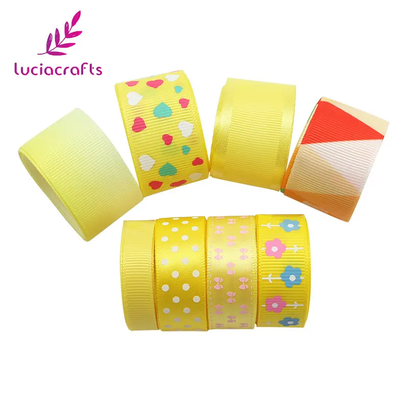 Распродажа! Lucia crafts, 8 ярдов, много вариантов, с принтом, Корсажная/атласная лента, бант, сделай сам, для шитья, материалы ручной работы, аксессуары S0202