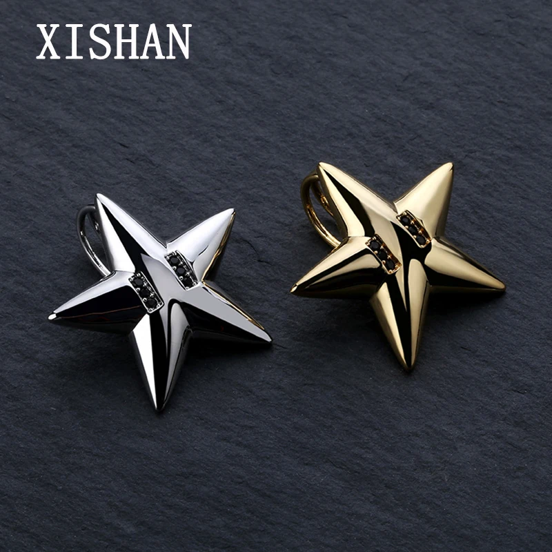 

Gold Iced Glossy Star Pendant Necklace Chain Charm Bling Cubic Zircon Men Women Gold Hip Hop Jewelry Gifts