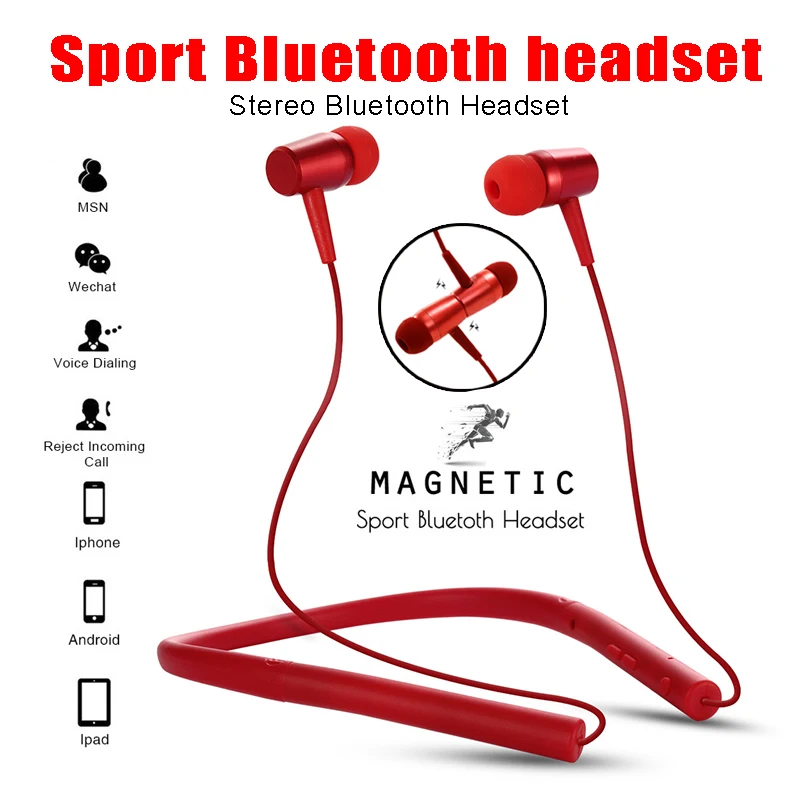 

Sport Wireless Bluetooth Headphone Portable Fashion Bluetooth Headset Stereo Neck Earphone Headset with Mic