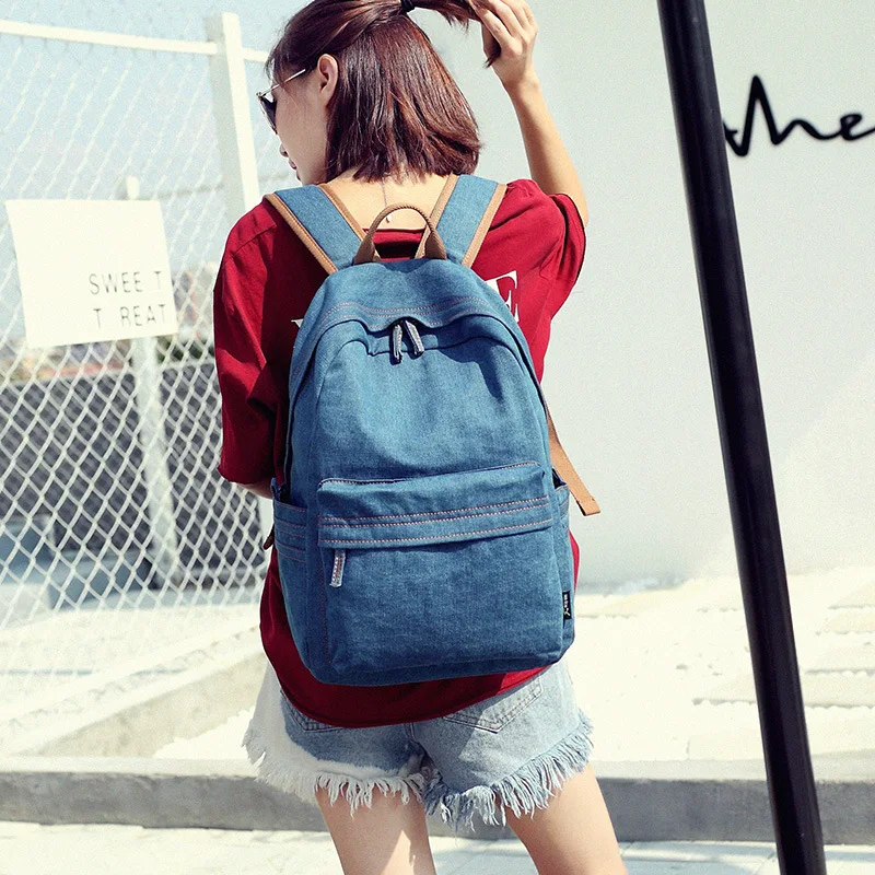 Модные моющиеся для женщин деним Рюкзак Сумка ежедневно путешествия школьные