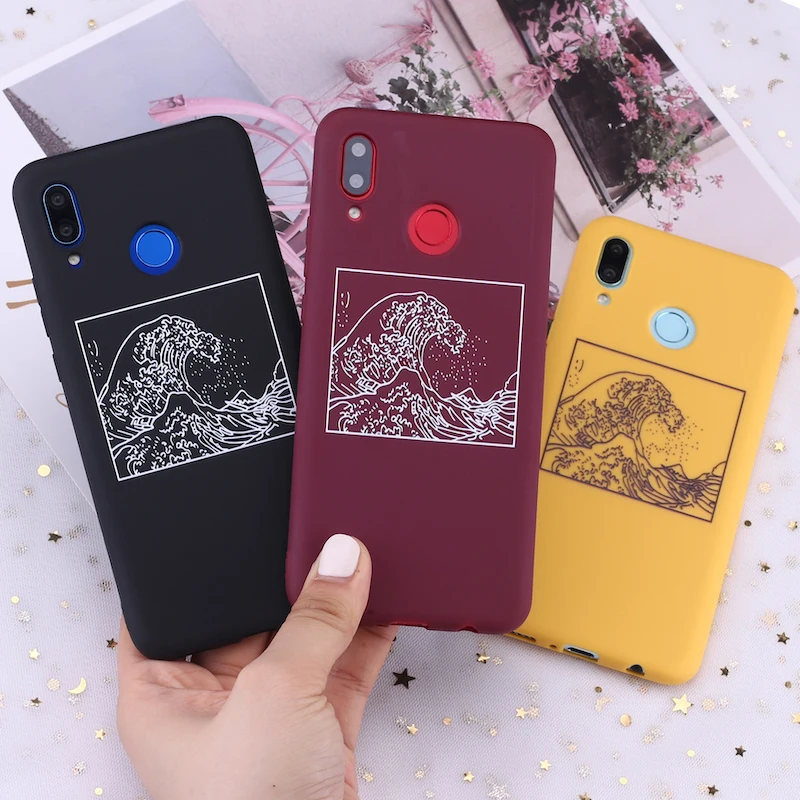 

For Huawei Honor Mate 10 20 Nova P20 P30 P40 P Smart The Great Wave off Kanagawa Candy Silicone Phone Case Cover Capa Fundas