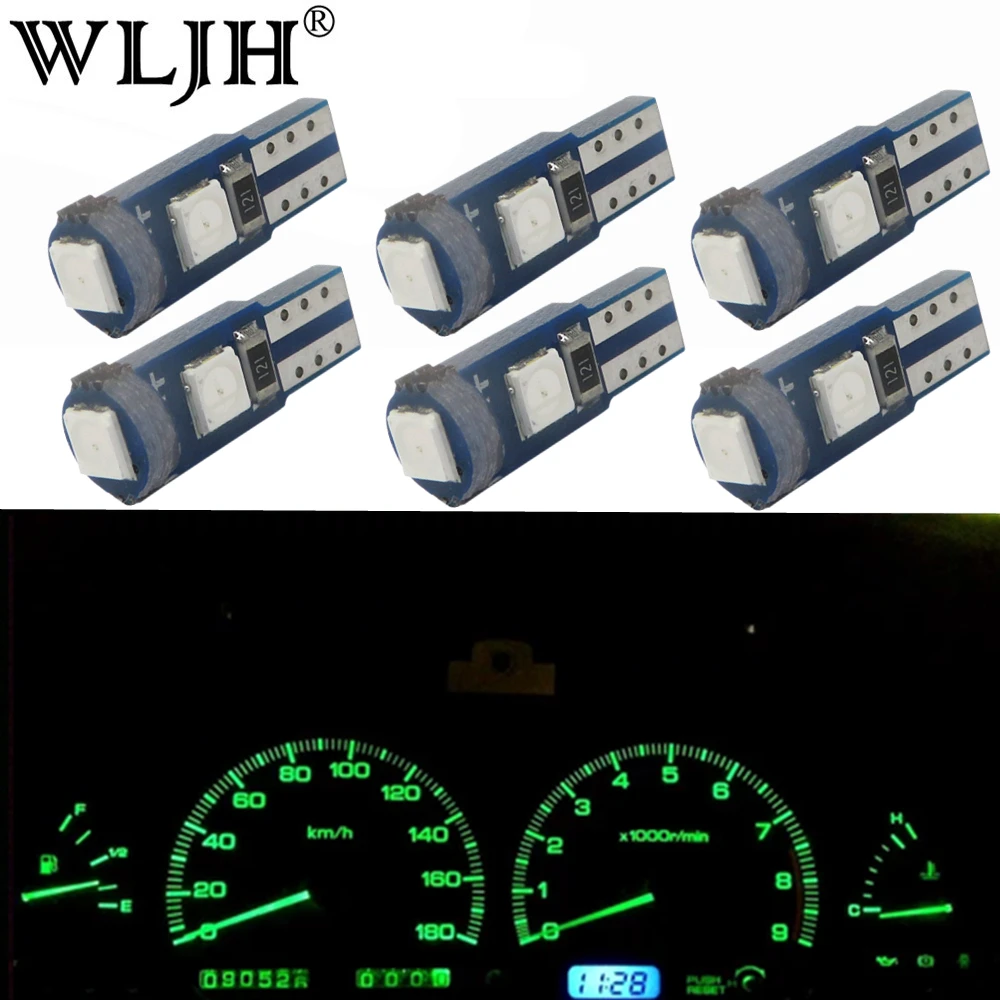 Зеленый WLJH 6x T5 светодиодный 74 светильник 3030SMD Автомобильная приборная панель лампа приборной панели лампа для Mitsubishi Lancer Eclipse Galant Outlander Precis - Испускаемый цвет: Зеленый