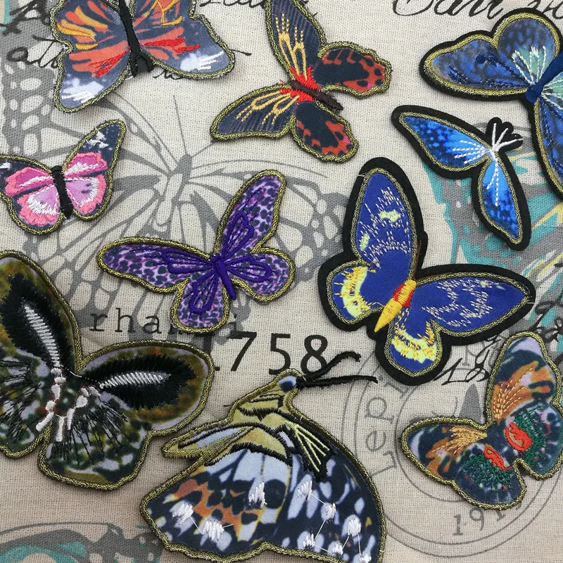 Вышитая бабочка нашивка значок вышитая ткань аппликация сделай сам|embroidery