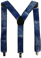 free shipping new 3 5cm wide adustable 3 clips denim blue braces for mens male