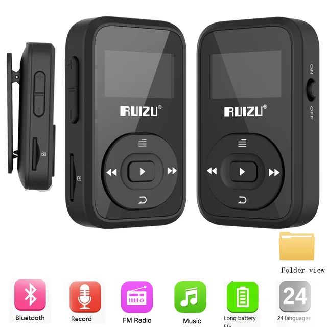 Спортивный Bluetooth MP3 музыкальный плеер RUIZU X26 fm радиоприемник поддержка SD карты 8 ГБ