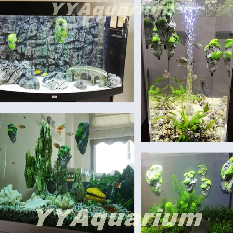 Высокая имитация подвесного камня аквариума смолы украшения для рыб морской