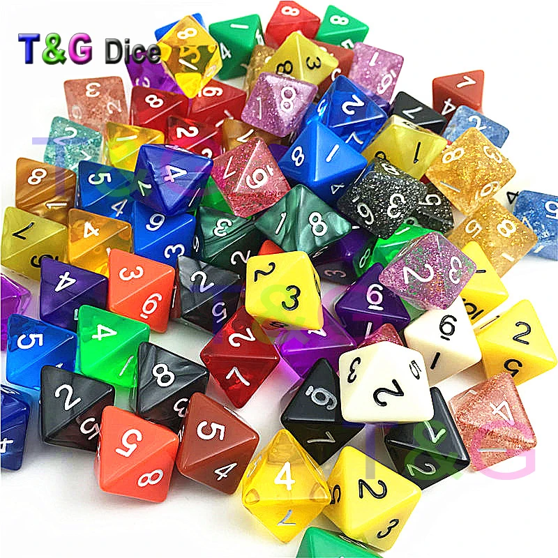 Набор из 10 случайных цветов, случайный стиль, D4, D6, D8, D10, D00, D12, D20 для игры в кости, как аксессуары для настольной игры из игр