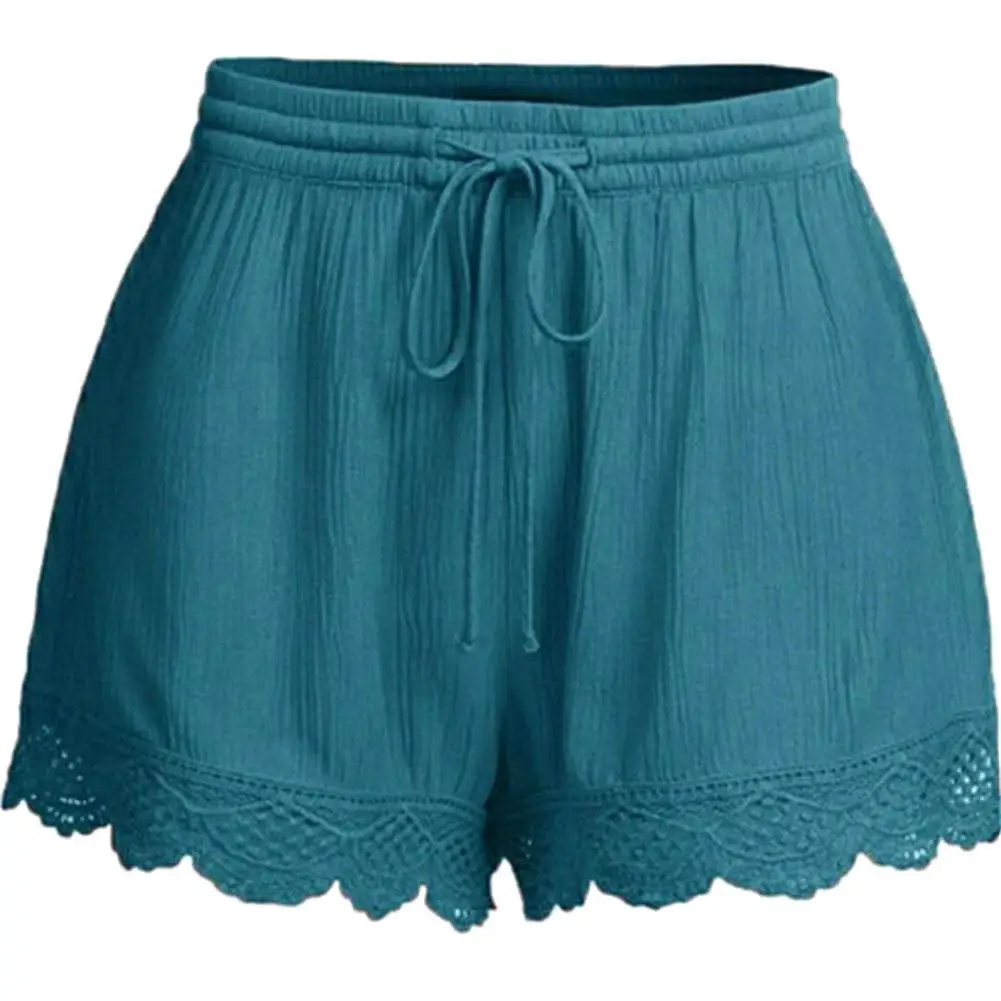 Women's Summer Candy Color Lace Up Loose Shorts Elastic Mid Waist Casual Skinny Breathable Beach Bottom | Женская одежда