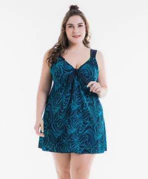 XL-10XL, супер большой танкини размера плюс, купальник, избыточный вес, женское платье для полных женщин, большой купальник, юбка, 6xl, 7xl, 8xl, монокини, стринги, бикини - Цвет: Printed Dark Green