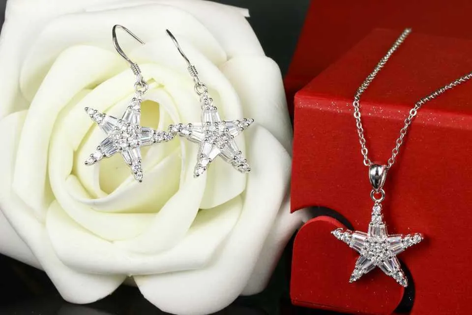 Stars 925 Sterling Silver Wedding Party Earrings Ice crystals flower High Quality Jewelry Drop XB15 | Украшения и аксессуары