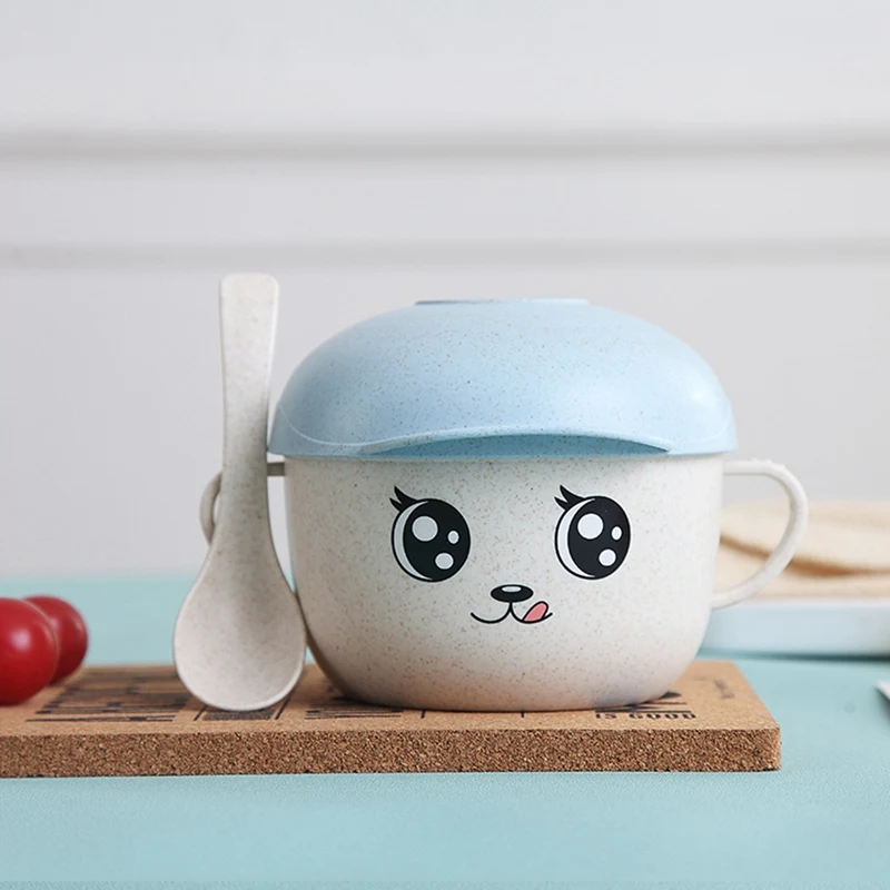 2Pc/set Baby Dishes Baby Food Storage Cartoon Pattern Bowl Spoon Set For Kids Children Tableware Eco-friendly Baby Training Bowl