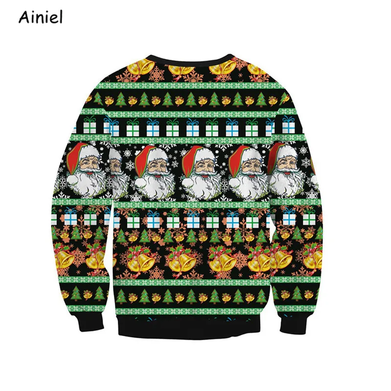 

Merry Christmas Coat Santa Claus Pullover Tops Long Sleeve Sweaters Garment Clothes Round Neck for Women Men New Year Costumes