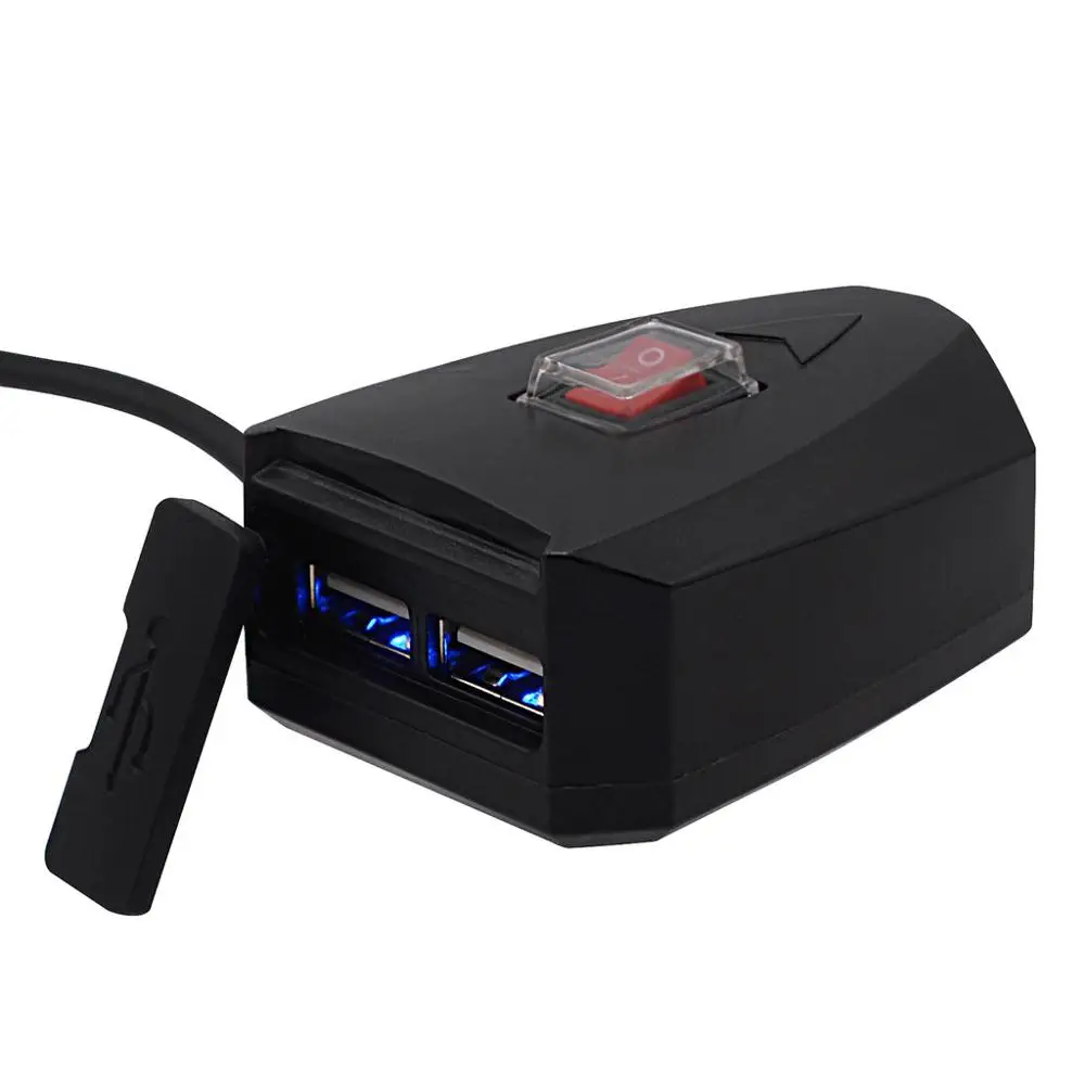 black 5 в водонепроницаемый 2USB мото rcycle сотовый телефон gps питание розетка зарядное устройство переключатель аксессуары для мотоциклов - Цвет: black