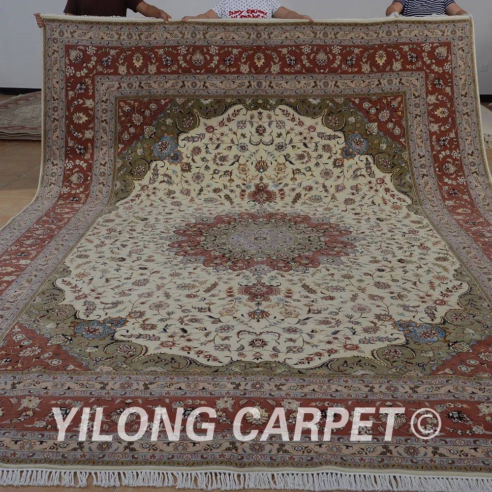 Kopen Yilong 10'x14' Perzische Woonkamer Tapijten Uitverkoop Prachtige Moderne Wol Zijde Tapijt (1497)