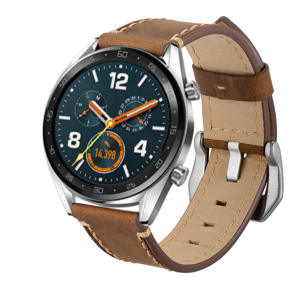 22mm New Genuine Leather Watchband For HUAWEI GT Honor Magic Men's Simple Black Brown Quality Smart Wrist Bracelet Strap | Наручные