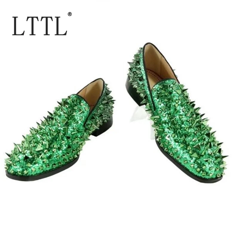 

Туфли LTTL мужские с красной подошвой, блестящие Мокасины, Одуванчик, с шипами, обувь для свадьбы и выпускного вечера