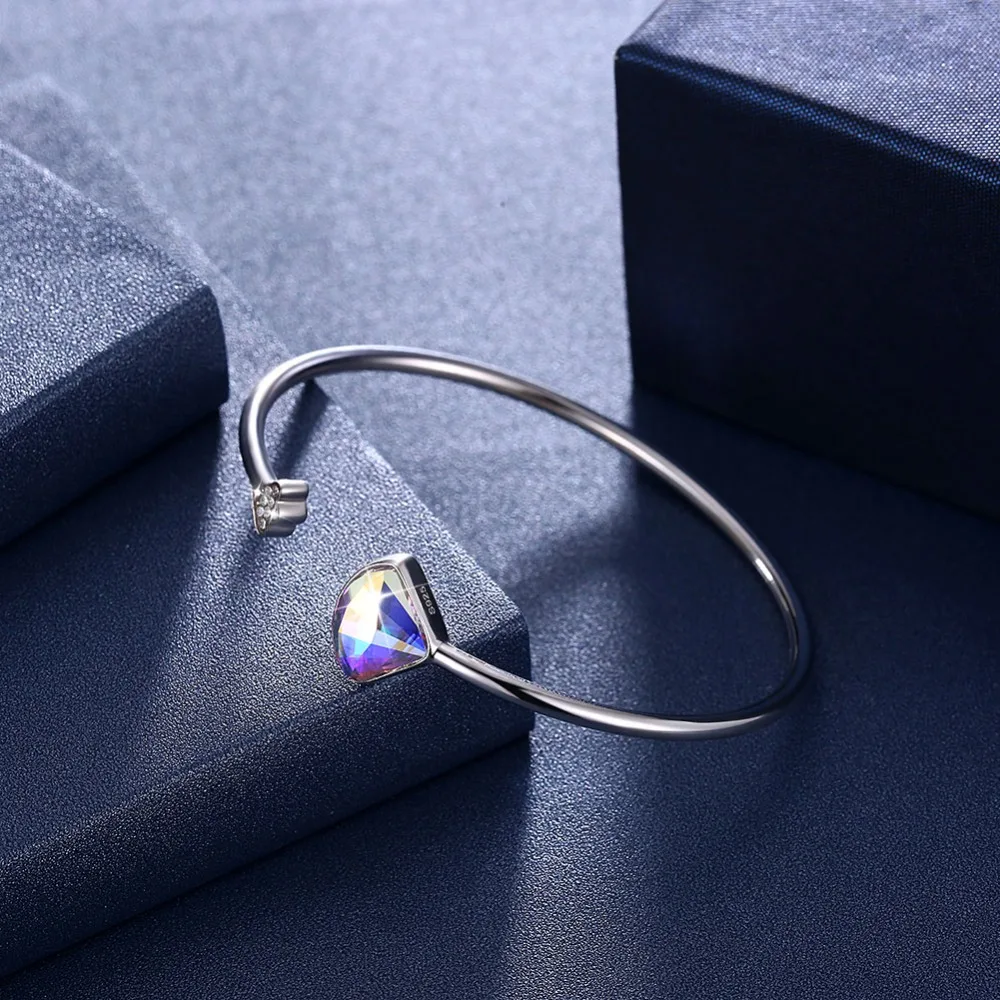 LEKANI кристаллы от Swarovski 925 Стерлинговое Серебро Браслеты НОВЫЕ геометрические ромбы кристалл открытый браслеты изысканные ювелирные изделия для женщин