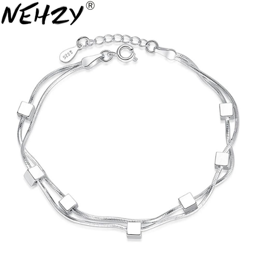 

NEHZY S925 Stamp new woman jewelry Fashion brand box sweet double snake bone chain bracelet 17+3CM