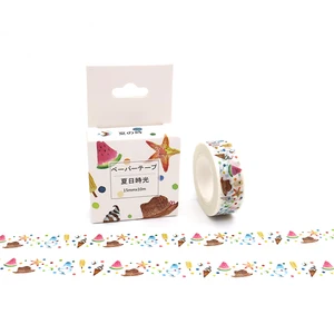 Упаковочная коробка 15 мм * 10 м, лента Washi в летнем стиле, отличное качество, красочная бумажная Маскировочная лента, декоративные ленты для творчества