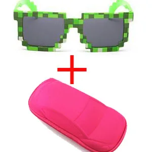 green and rored case Длинные Хранитель мой мир очки пиксели детские солнцезащитные очки для маленьких мальчиков мозаика 1,5-11 лет Квадратные Солнцезащитные очки для мальчиков детская Новинка - Цвет линз: green and rored case