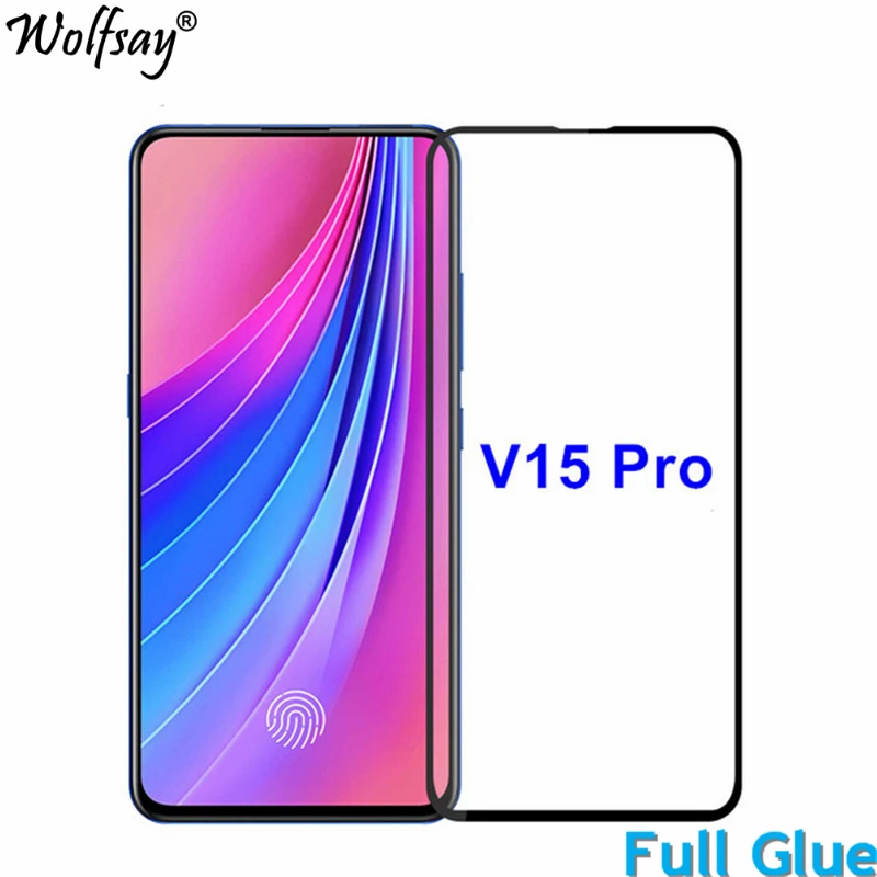 2 uds Pantalla de pegamento completo Protector para VIVO V15 Pro cubierta completa de vidrio templado de vidrio para VIVO V15 Pro 9H 2.5D pel&iacute;cula de calidad suprema Wolfsay-0