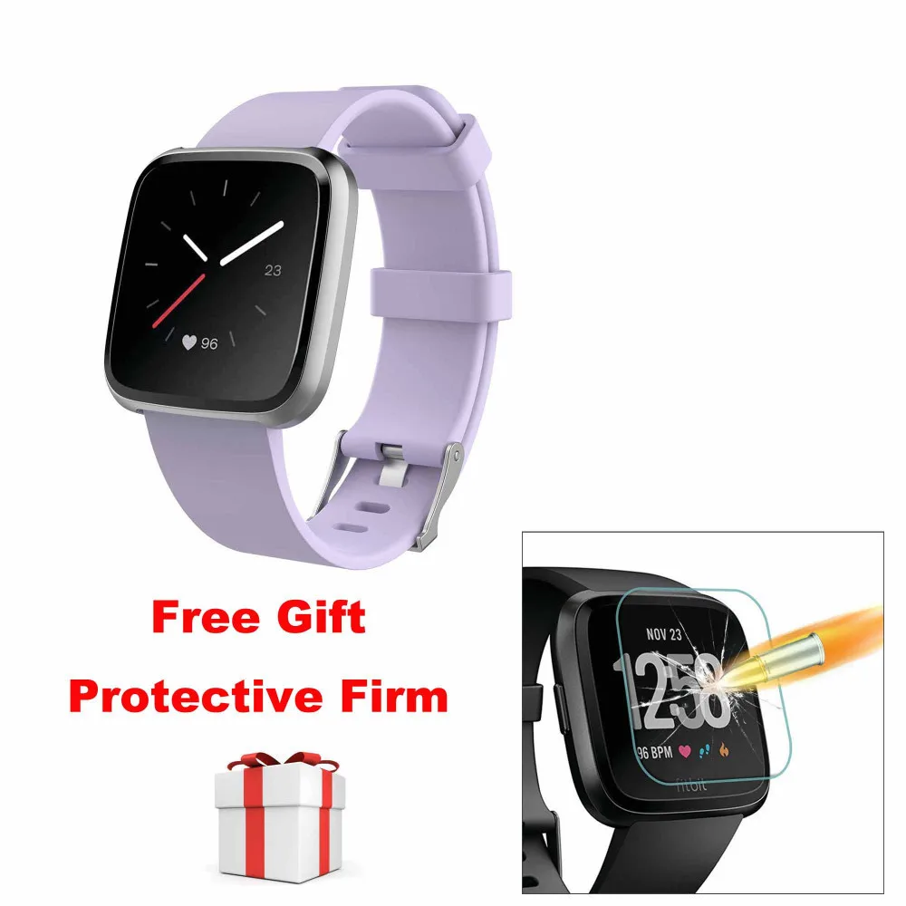 Light Purple Duszake Replacement Strap For Fitbit Versa/Versa Lite Band Soft Silicone Waterproof Wrist Bracelet Strap For Fitbit Versa Band - Цвет: Light Purple