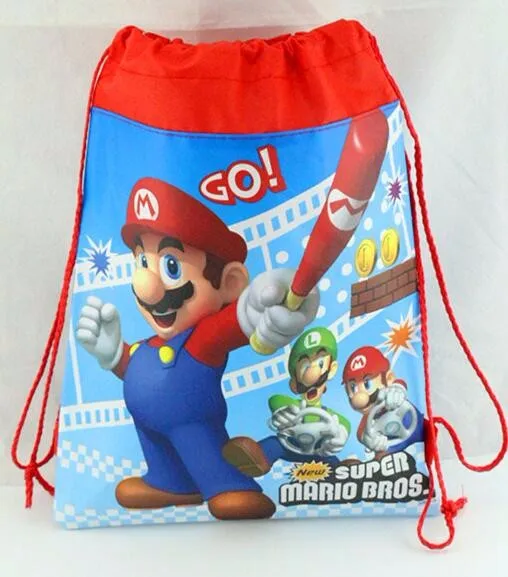 4 шт./лот Новый Супер Марио первый мультфильм Дети Drawstring печатных рюкзак пляжное