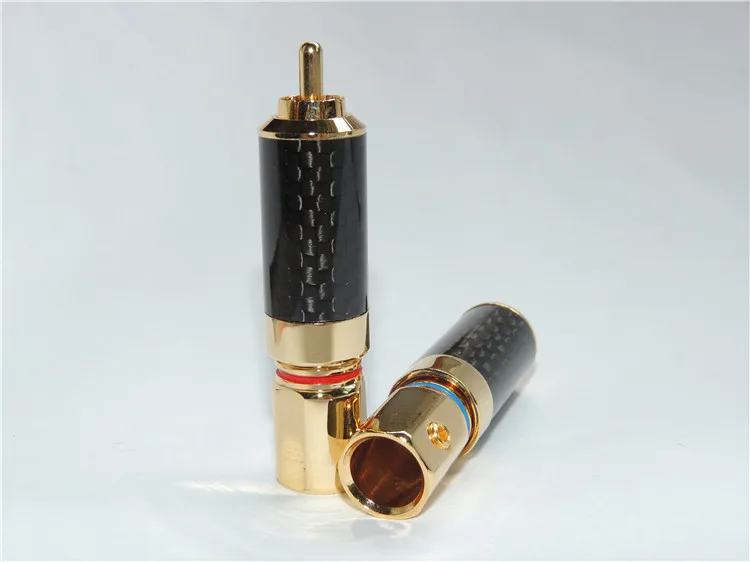 

High quality Copper Carbon fiber RCA Plug Gold Plated Audio Video Adapter Connector