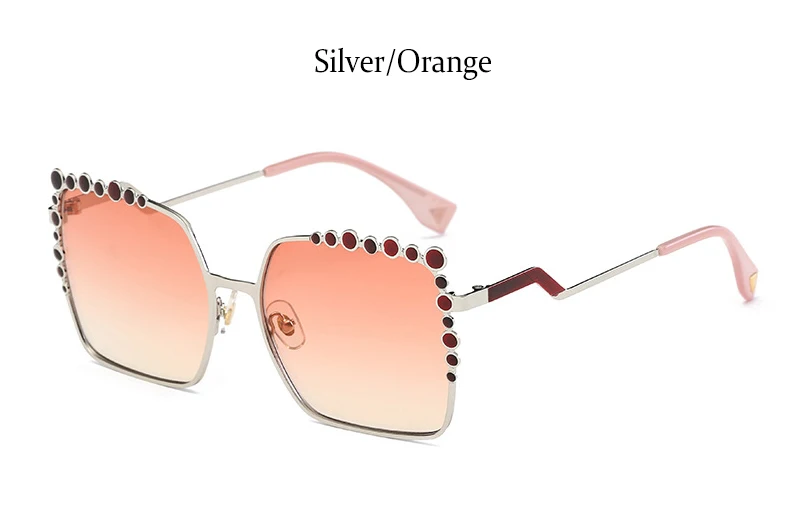 Silver Orange Брендовые дизайнерские ретро Квадратные Солнцезащитные очки для женщин, модные зеркальные солнцезащитные очки с металлической оправой, большие женские очки, очки Gafas UV400 - Цвет линз: Silver Orange