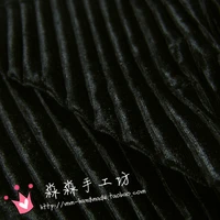 1psc garment fabric mature pure black light accordion pleated dress sub crushed velvet fabricpleated 0 5m