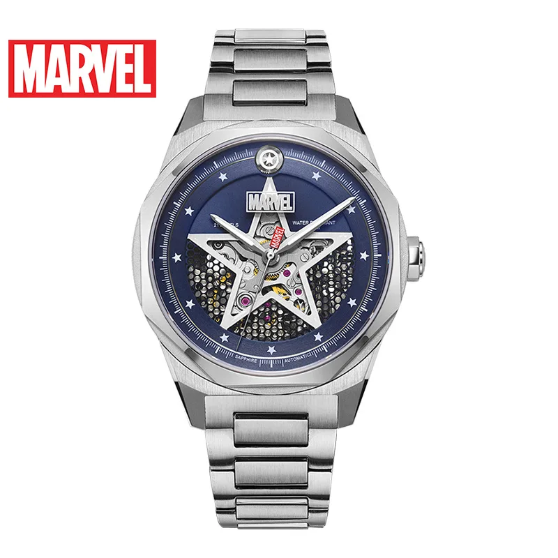 Часы MARVEL мужские механические с отверстиями из нержавеющей стали модные Круглые