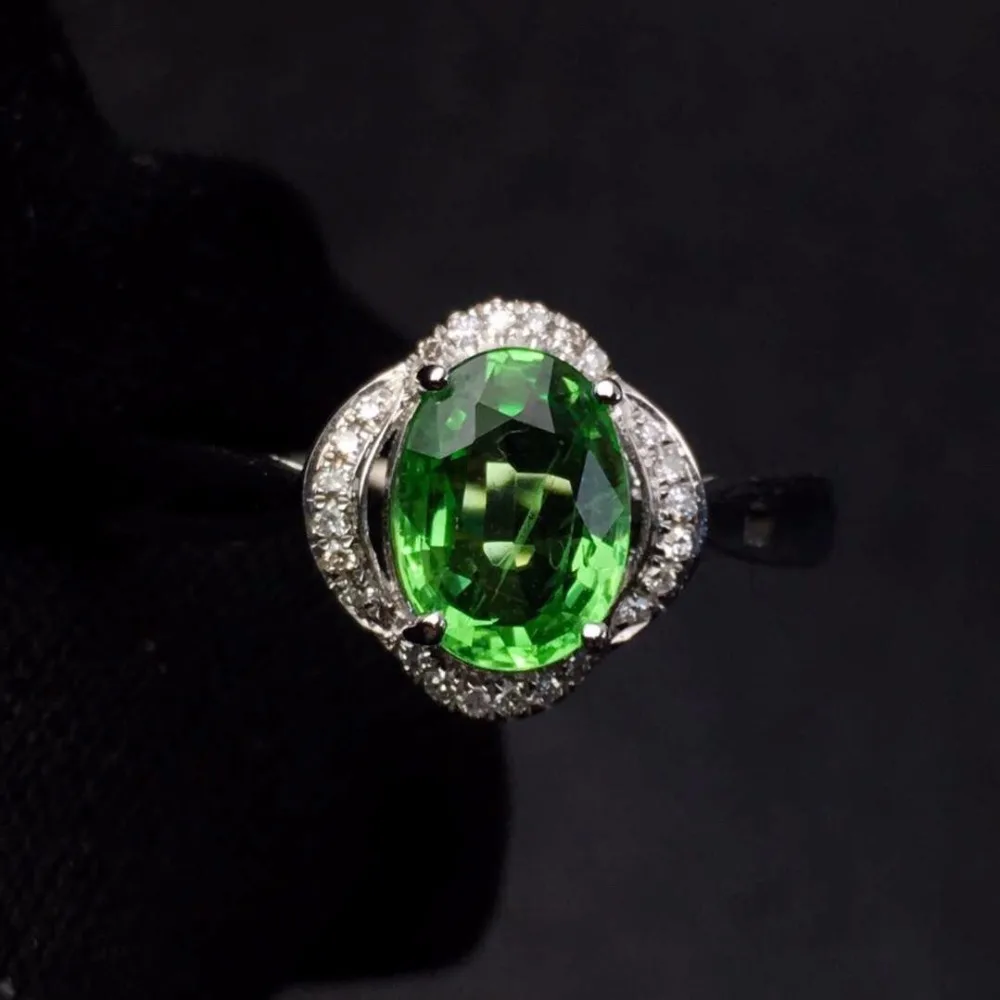 Кольцо с цаворитом настоящие хорошие драгоценности 18 K золото ювелирные изделия натуральный нетепло 1.45ct цаворит драгоценные камни цавориты женские обручальные кольца