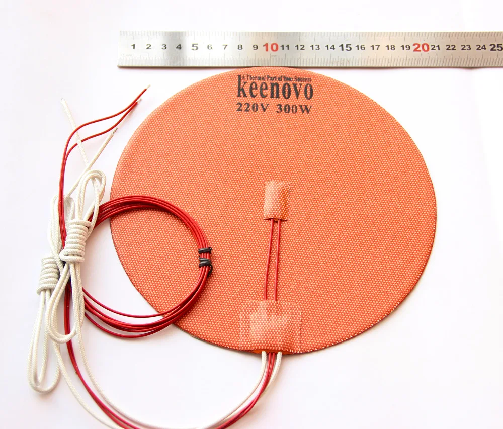 Dia 200mm, 300W, w/ 3M PSA & NTC 100K Термистор, Keenovo Круглый Силиконовый нагреватель, нагреватель для 3D принтера Delta
