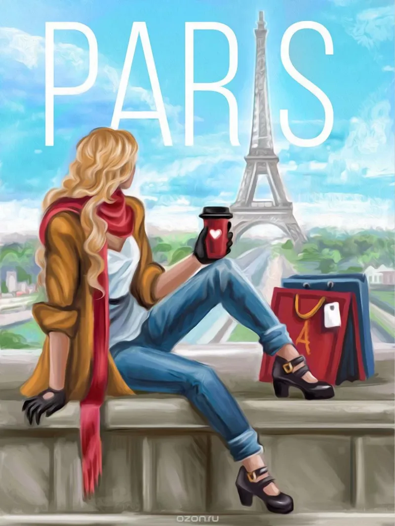 Women in Paris Art Hand-painted Creative Digital Oil Painting 24 Color Pigment Brush DIY By Number | Дом и сад