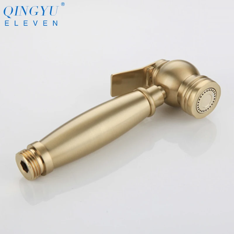 QINGYU ELEVEN матовый Одноцветный латунный биде для туалета, набор распылителей для горячей и холодной воды, гигиенический ручной золотой биде, набор для душа