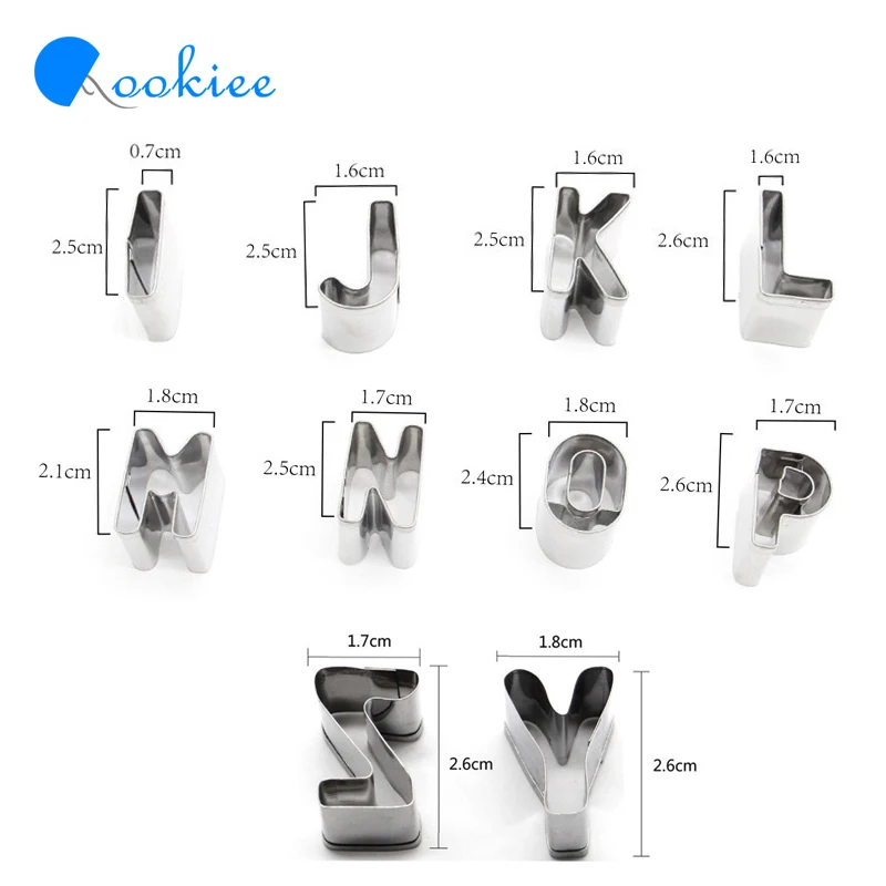 Qookiee 26 шт./компл. Формочки Алфавит Форма Нержавеющая сталь Торт Cutter Украшение