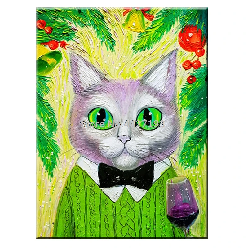 Горячая Распродажа алмазов картина джентльмен живопись маслом Кот ромбовидной