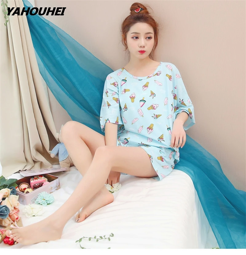 duan binjilin blue Женские пижамные комплекты с коротким рукавом, розовая рубашка с буквенным принтом и черные шорты, пижамный комплект, летняя одежда для сна, домашняя одежда - Цвет: duan binjilin blue