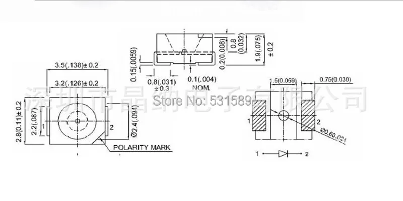 100 шт. SMD LED 3528 0 06 Вт 7 8 лм холодный белый/теплый