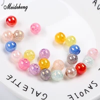 acrylic colorful round uv plating cracked beads single hole tail beads for jewelry making hair ornament accessories diy gifts