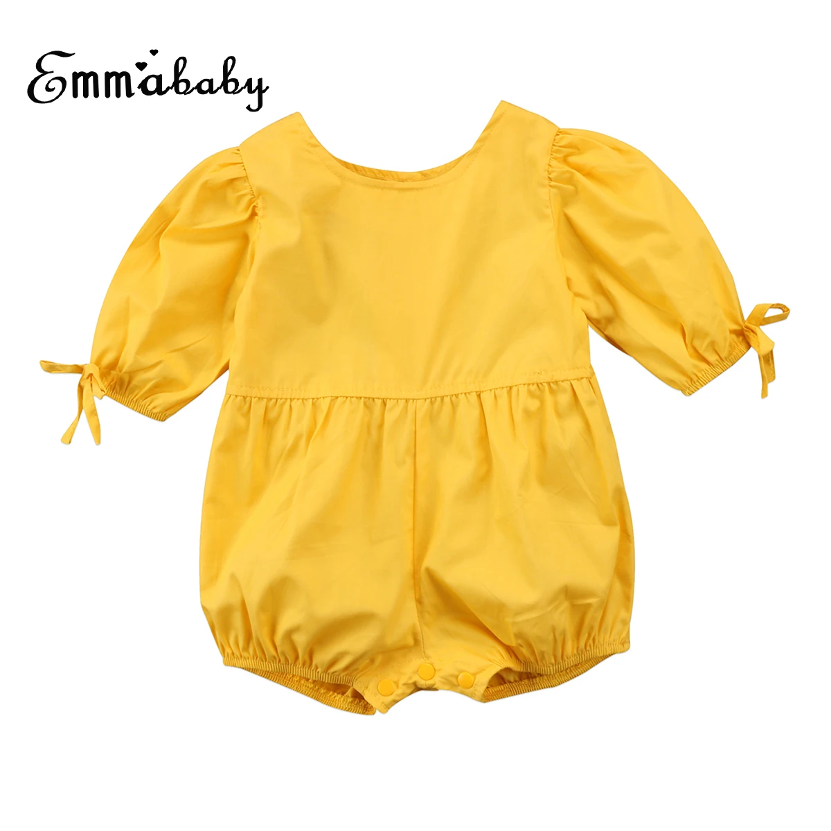Emmaaby/однотонная Одежда для новорожденных девочек комбинезон с короткими
