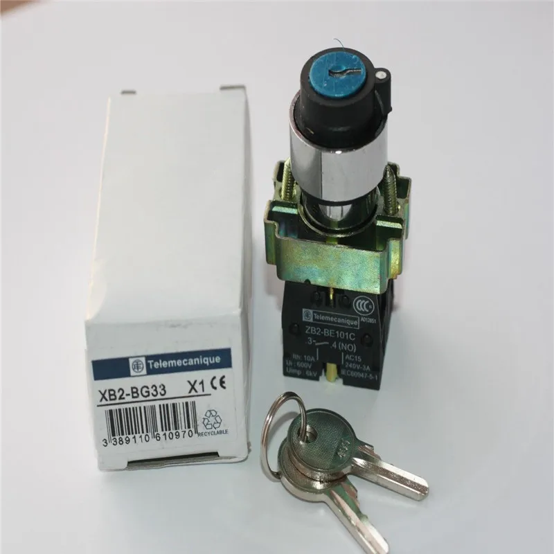 

10Pcs/Lot XB2 BG33 xb2-bg33 3 position key operated selector selector push button switch 2N/O