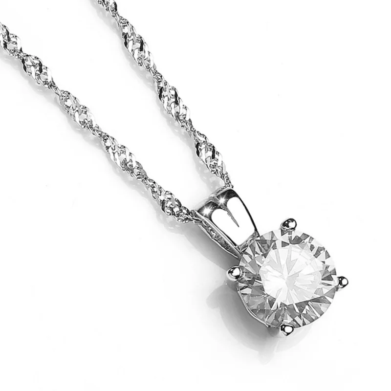 Романтическое круглое синее ожерелье с кулоном из серебра 925 пробы фианитом для