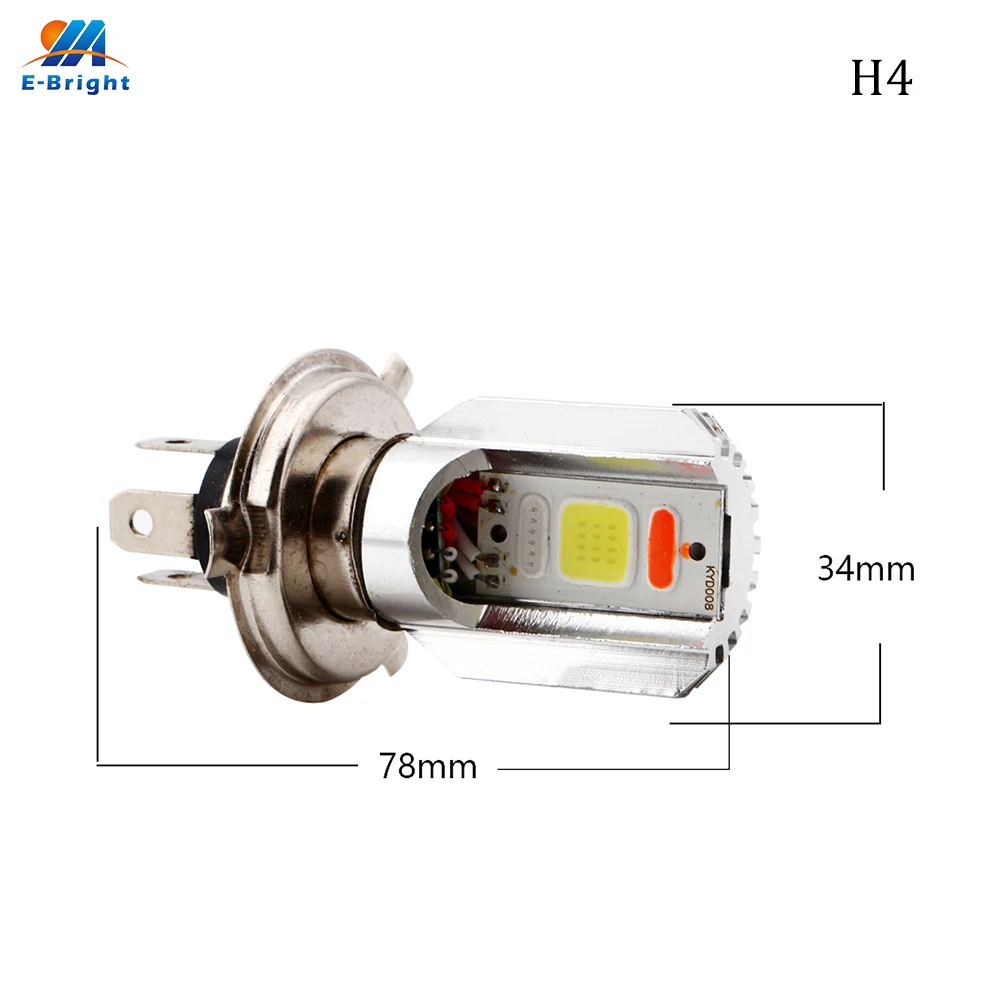 YM E Bright 2 шт. 9 80 в H4 фары для мотоцикла 12 Вт COB Светодиодный прожектор скутера 900LM