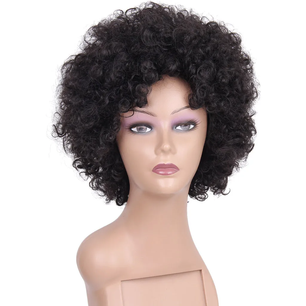 Женские африканские Короткие вьющиеся парики черные передние термостойкие
