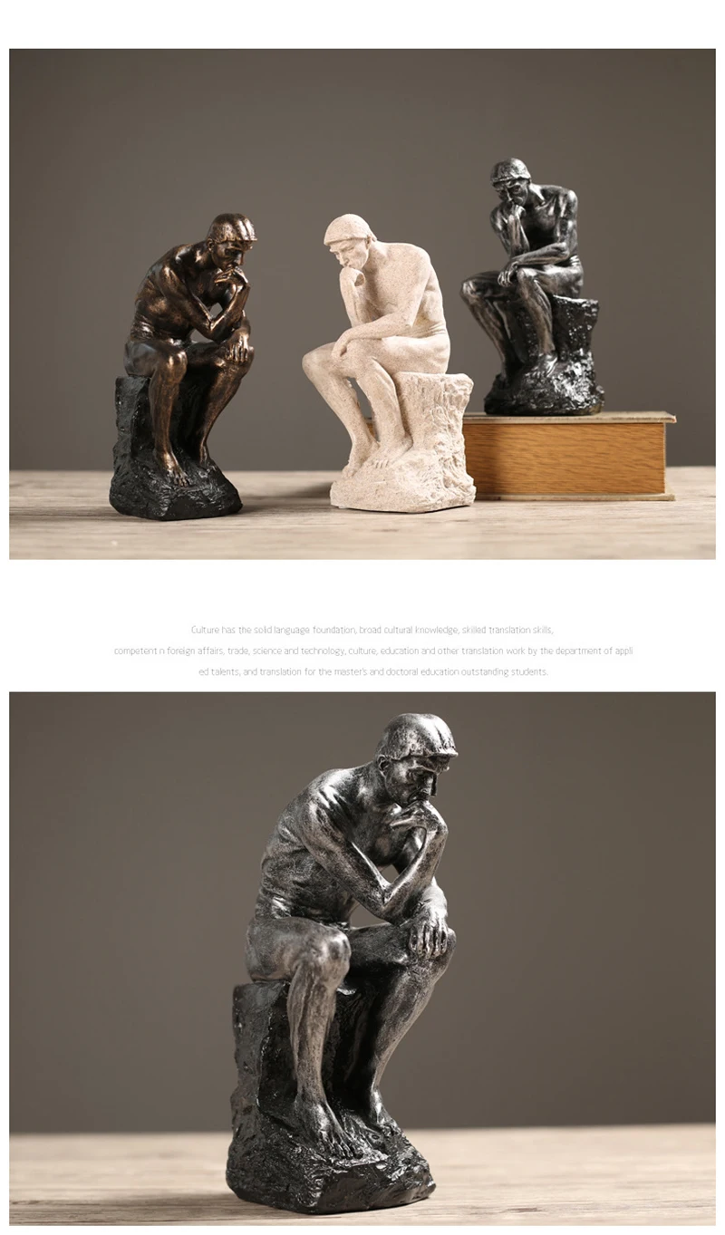 Rodin the Thinker статуя и скульптура Изобразительное искусство мужская фигура в Стиле Ню европейские, полимерные статуэтки комната домашнее украшение для подарков TS016