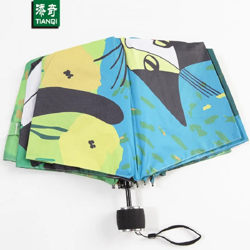 Креативный женский зонт с рисунком цветущего персика 3 складных зонта двойной